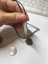 Load image into Gallery viewer, 26.9mm Type A 100% Natural white with green floating flowers Jadeite Safety Guardian Button donuts pendant PD11
