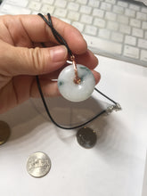Load image into Gallery viewer, 26.9mm Type A 100% Natural white with green floating flowers Jadeite Safety Guardian Button donuts pendant PD11
