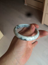 Load image into Gallery viewer, 51.5mm certified 100% natural Type A light green/white with green floating flowers oval jadeite jade bangle AM83-1631
