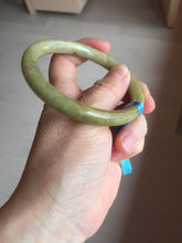 Load image into Gallery viewer, 58.5mm 100% natural certified yellow/gray round cut jadeite jade bangle BK14-3294
