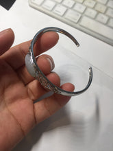 Load image into Gallery viewer, Size 52-58mm 100% natural type A light green purple jadeite jade cabochon beads open Cuff bracelet PB218
