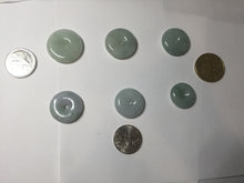 Load image into Gallery viewer, 19.7-27.5mm Type A 100% Natural light green white Jadeite Jade Safety Guardian Button donuts couple pendant PC130
