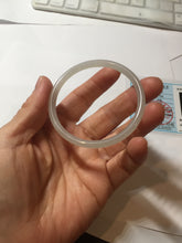 Load image into Gallery viewer, 52.5mm Certified 100% Natural icy gray (灰冰) slim round cut nephrite jade bangle HF127-9232
