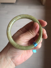 Load image into Gallery viewer, 58.5mm 100% natural certified yellow/gray round cut jadeite jade bangle BK14-3294
