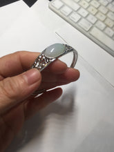 Load image into Gallery viewer, Size 52-58mm 100% natural type A light green purple jadeite jade cabochon beads open Cuff bracelet PB218
