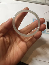 Load image into Gallery viewer, 52.5mm Certified 100% Natural icy gray (灰冰) slim round cut nephrite jade bangle HF127-9232
