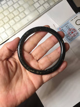 Load image into Gallery viewer, 61mm 100% Natural Dark Green Black Meteorite A Sky Full of Stars (繁星满天) Round Cut Nephrite Bangle HN224-0568
