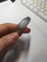 Load image into Gallery viewer, Size 52-58mm 100% natural type A light green purple jadeite jade cabochon beads open Cuff bracelet PB218
