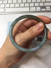 Load image into Gallery viewer, 55.1mm Type A 100% Natural Light Green/Gray/Black/Purple/Brown “Reed Flowers &amp; Snow” Guatemala Slim Round Cut Jadeite Bangle PJ121-1419
