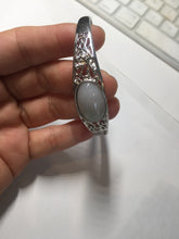 Load image into Gallery viewer, Size 52-58mm 100% natural type A light green purple jadeite jade cabochon beads open Cuff bracelet PB218
