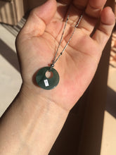 Load image into Gallery viewer, 100% natural Type A dark green blue gray Guatemala jadeite safety Guardian ring pendant PD12

