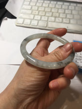 Load image into Gallery viewer, 58.5mm certified 100% natural Type A white dark green ink painting (水墨) round cut jadeite jade bangle PC160-3157
