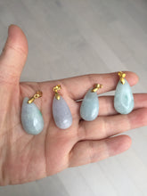 Load image into Gallery viewer, 100% natural icy watery green/purple type A jadeite jade water drop pendant necklace group AD23
