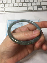 Load image into Gallery viewer, 55.1mm Type A 100% Natural Light Green/Gray/Black/Purple/Brown “Reed Flowers &amp; Snow” Guatemala Slim Round Cut Jadeite Bangle PJ121-1419
