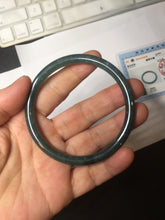 Load image into Gallery viewer, 57.5mm Type A 100% Natural dark green/blue/gray Guatemala slim round cut Jadeite bangle BH133-4320
