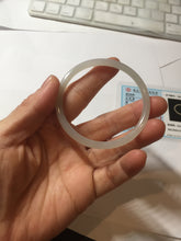 Load image into Gallery viewer, 52.5mm Certified 100% Natural icy gray (灰冰) slim round cut nephrite jade bangle HF127-9232
