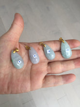 Load image into Gallery viewer, 100% natural icy watery green/purple type A jadeite jade water drop pendant necklace group AD23
