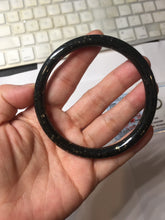 Load image into Gallery viewer, 63.5mm 100% Natural Dark Green Black Meteorite A Sky Full of Stars (繁星满天) Round Cut Nephrite Bangle HN225-0576

