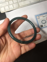 Load image into Gallery viewer, 57.5mm Type A 100% Natural dark green/blue/gray Guatemala slim round cut Jadeite bangle BH133-4320
