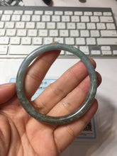 Load image into Gallery viewer, 55.1mm Type A 100% Natural Light Green/Gray/Black/Purple/Brown “Reed Flowers &amp; Snow” Guatemala Slim Round Cut Jadeite Bangle PJ121-1419
