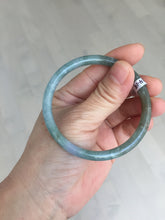 Load image into Gallery viewer, 55.1mm Type A 100% Natural Light Green/Gray/Black/Purple/Brown “Reed Flowers &amp; Snow” Guatemala Slim Round Cut Jadeite Bangle PJ121-1419
