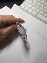 Load image into Gallery viewer, Size 52-58mm 100% natural type A light purple white jadeite jade cabochon beads open Cuff bracelet PB219
