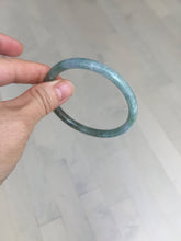 Load image into Gallery viewer, 55.1mm Type A 100% Natural Light Green/Gray/Black/Purple/Brown “Reed Flowers &amp; Snow” Guatemala Slim Round Cut Jadeite Bangle PJ121-1419
