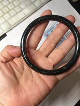 Load image into Gallery viewer, 63.5mm 100% Natural Dark Green Black Meteorite A Sky Full of Stars (繁星满天) Round Cut Nephrite Bangle HN225-0576
