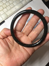 Load image into Gallery viewer, 63.5mm 100% Natural Dark Green Black Meteorite A Sky Full of Stars (繁星满天) Round Cut Nephrite Bangle HN225-0576
