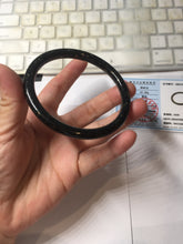 Load image into Gallery viewer, 63.5mm 100% Natural Dark Green Black Meteorite A Sky Full of Stars (繁星满天) Round Cut Nephrite Bangle HN225-0576
