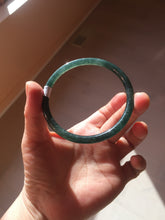 Load image into Gallery viewer, 61mm Certified Type A 100% Natural dark green/blue/gray Guatemala slim round cut Jadeite bangle PD176-2495
