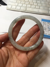 Load image into Gallery viewer, 58.5mm certified 100% natural Type A white dark green ink painting (水墨) round cut jadeite jade bangle PC160-3157
