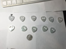 Load image into Gallery viewer, 100% Natural type A light green/white double hearts jadeite Jade pendant necklace PB221
