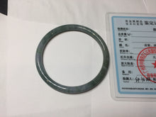 Load image into Gallery viewer, 58.6mm Type A 100% Natural Light Green/Gray/Black/Purple/Brown “Reed Flowers &amp; Snow” Guatemala Slim Round Cut Jadeite BanglePJ122-1417
