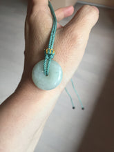 Load image into Gallery viewer, 19.7-27.5mm Type A 100% Natural light green white Jadeite Jade Safety Guardian Button donuts couple pendant PC130
