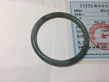 Load image into Gallery viewer, 58.6mm Type A 100% Natural Light Green/Gray/Black/Purple/Brown “Reed Flowers &amp; Snow” Guatemala Slim Round Cut Jadeite BanglePJ122-1417
