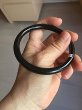 Load image into Gallery viewer, 62mm 100% Natural dark green/black meteorite Stellar Night sky slim round cut nephrite bangle HF111-1265
