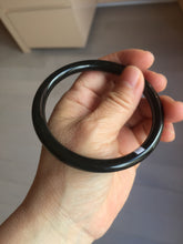 Load image into Gallery viewer, 62mm 100% Natural dark green/black meteorite Stellar Night sky slim round cut nephrite bangle HF111-1265
