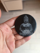 Load image into Gallery viewer, 100% natural black jadeite jade(Wuji, 乌鸡)  Guanyin (观音) safe and sound pendant/worry stone/decor BM38
