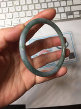 Load image into Gallery viewer, 58.6mm Type A 100% Natural Light Green/Gray/Black/Purple/Brown “Reed Flowers &amp; Snow” Guatemala Slim Round Cut Jadeite BanglePJ122-1417
