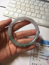 Load image into Gallery viewer, 58.8mm certified Type A 100% Natural light purple white brown with brown floating flowers round cut Jadeite Jade bangle PC161-4081
