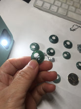 Load image into Gallery viewer, 100% natural Type A dark green blue gray Guatemala jadeite safety Guardian ring pendant PD12
