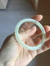 Load image into Gallery viewer, 54mm Certified 100% Natural icy watery light yellow gray crystal sugar (黄冰糖) nephrite jade bangle HN142-3360

