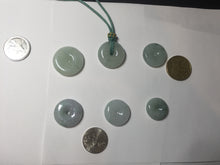 Load image into Gallery viewer, 19.7-27.5mm Type A 100% Natural light green white Jadeite Jade Safety Guardian Button donuts couple pendant PC130
