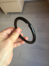 Load image into Gallery viewer, 62mm 100% Natural dark green/black meteorite Stellar Night sky slim round cut nephrite bangle HF111-1265
