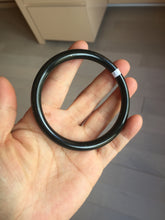 Load image into Gallery viewer, 62mm 100% Natural dark green/black meteorite Stellar Night sky slim round cut nephrite bangle HF111-1265

