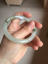 Load image into Gallery viewer, 54mm Certified type A 100% Natural light green dark green floating seaweed round cut Jadeite bangle PC60-6625
