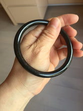 Load image into Gallery viewer, 62mm 100% Natural dark green/black meteorite Stellar Night sky slim round cut nephrite bangle HF111-1265
