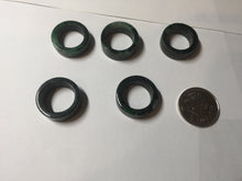 Load image into Gallery viewer, 100% natural type A dark green/sunny green/black jadeite jade band ring PB222
