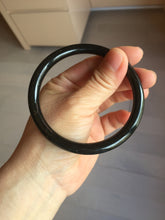 Load image into Gallery viewer, 62mm 100% Natural dark green/black meteorite Stellar Night sky slim round cut nephrite bangle HF111-1265
